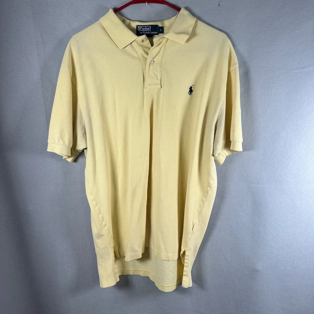 Polo Ralph Lauren Polo Mens L Yellow Short Sleeve Pique Cotton Old Money Preppy